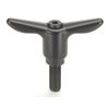 Morton Adjustable Handle, T-Handle Design, Cast Zinc, #10-24 x .63" Steel External Thread, 1.98" Handle Diameter TH-301